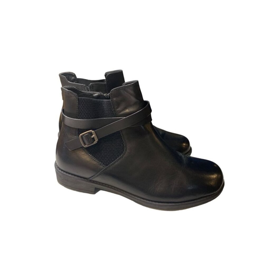 Size 10 Propet Womens Black Leather‎ Tatum Boots Booties WFX025L Side Zip